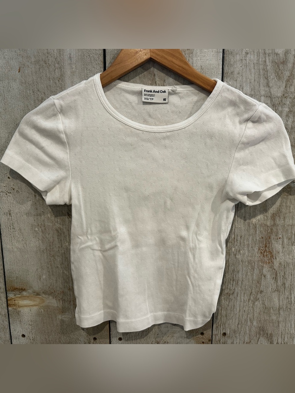 Frank & Oak White Short Sleeve Knit Tee